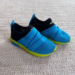 Native Kids Slip-On Sneakers in Bright Blue and Neon Green